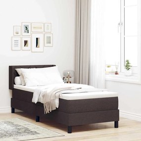 vidaXL Cama Box com almofada Marrom Escuro 80 x 200 cm Tecido e Espuma