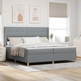 Cama Box Spring vidaXL com Colchão Cinza Claro 200x200 cm Tecido