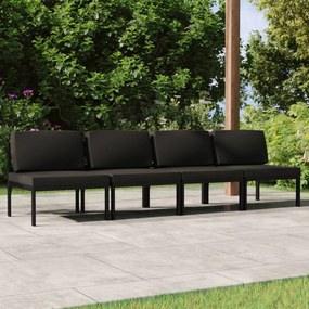 vidaXL Sofá de jardim de 4 lugares com almofadões alumínio antracite