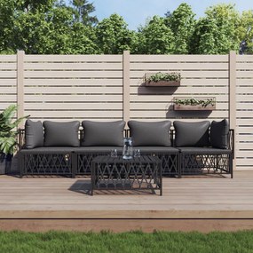 vidaXL 5 pcs conjunto lounge de jardim com almofadões aço antracite