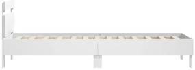 Estrutura de cama c/ cabeceira 90x190 cm deriv. madeira branco