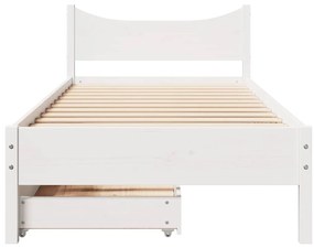 Estrutura de cama com gavetas 90x190 cm pinho maciço branco