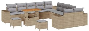 Conjunto de Sofá para Jardim de 13 Peças da com Almofadas em Rattan Si