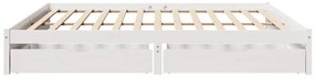Cama sem colchão 200x200 cm madeira de pinho maciça branco