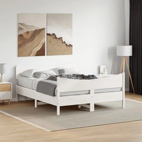Cama sem colchão 140x200 cm madeira de pinho maciça branco