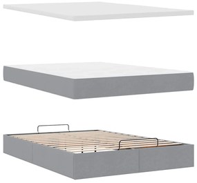 Estrutura cama otomana colchão 140x200cm tecido cinzento claro