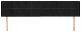 Cabeceira de cama c/ abas veludo 183x16x78/88 cm preto
