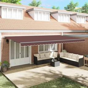 Toldo retrátil manual 600x300 cm castanho