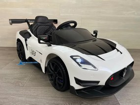 Carro elétrico para crianças Maserati GT2 12V 2.4G, Rodas Borracha, Assento imitação pele Branco