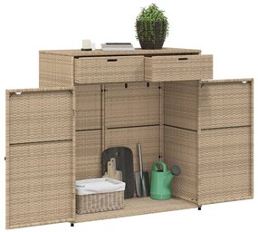 Armário de arrumação para jardim 105x55x113 cm vime PE bege