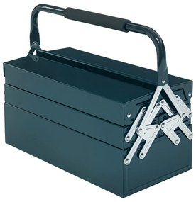 DURHAND Caixa de Ferramentas de Aço Dobrável com 5 Compartimentos Mala de Ferramentas com Pega para Oficina e Casa 45x20x34,5 cm Verde