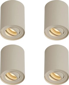 Conjunto de 4 focos de superfície modernos bege GU10 50mm giratórios e inclináveis - Rondoo Up
