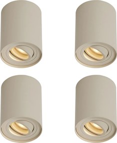 Conjunto de 4 Focos de Teto Modernos Bege GU10 50mm Rotativos e Inclináveis - Rondoo Up