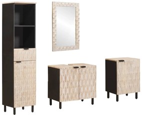 vidaXL Conjuntos de Banheiro com porta 4 pcs Acabamento em Wash Branco