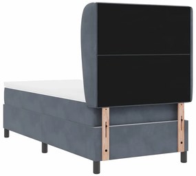 Cama box com colchão cinza escuro 90 x 190 cm em veludo