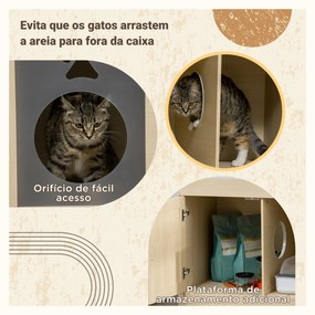 PawHut Caixa de Areia para Gatos de Madeira com 2 Portas Móvel para Ca