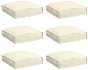 Almofadas de Palete para Assento 6 pcs Creme 40x40x8 cm Tecido Oxford
