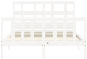 Cama sem colchão 140x190 cm madeira de pinho maciça branco