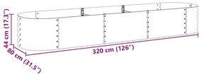 Canteiro elevado de jardim aço galvanizado 320x80x44cm prateado
