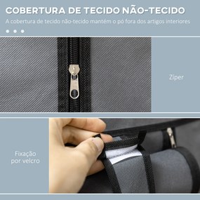 Guarda Roupa de Tecido Dobrável com 6 Prateleiras e 1 Barra de Pendurar para Dormitório Vestidor 103x43x162,5 cm Cinzento