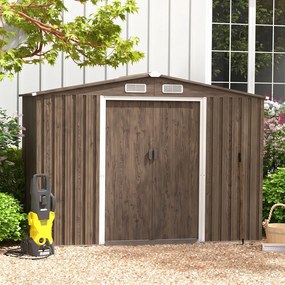 Abrigo de Armazenamento para Jardim, 259 x 196 x 184 cm, Capacidade de 7 m³, Castanho