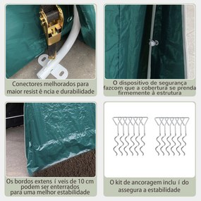 Abrigo de Exterior para Ferramentas Bicicleta 2,4x2x2,02 m Abrigo de Armazenamento com 2 Portas  Anti-UV para Jardim Verde