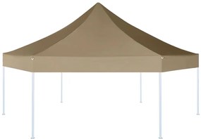 Tenda pop-up hexag. dobrável 3,6x3,1m 220g/m² cinza-acastanhado
