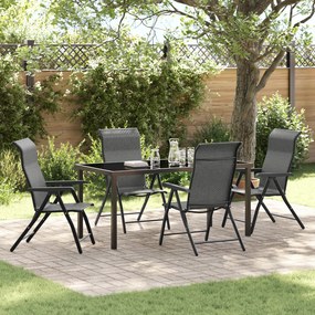 vidaXL Conjunto de Jantar de 5 Peças de Jardim Cinza em Rattan de Polietileno