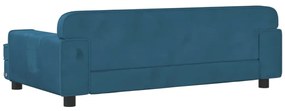 Sofá infantil 90x53x30 cm veludo azul