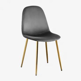 Cadeira de Veludo Glamm Cinzento Escuro & Dourado - Sklum