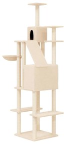 Árvore p/ gatos c/ postes arranhadores sisal 201 cm cor creme