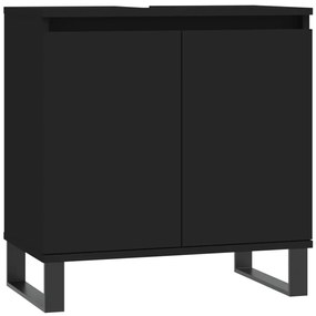 3 pcs conjunto móveis casa de banho derivados de madeira preto