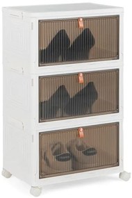 Caixa de armazenamento de sapatos empilhável de 3/4/6 níveis com rodas traváveis - 4 níveis