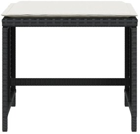 Bancos de jardim com almofadões 4 pcs 40x40x35 cm vime PE preto