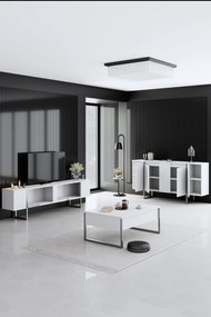 Conjunto de Mobiliário de Sala de Estar Luxe – Branco Prateado – Medid