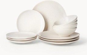 Conjunto de loiça artesanal Nordic Vanilla, 4 pessoas, conjunto de 12