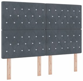 Cama Box Spring vidaXL com Colchão e LED Cinza Escuro 140x200 cm Velud