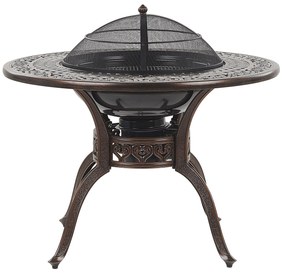 Mesa de jardim com lareira em alumínio castanho escuro ⌀ 105 cm MANFRIA Beliani