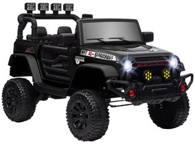 Carro Elétrico para Crianças com Bateria de 12V Controlo Remoto Bluetooth Faróis LED Buzina e Música 100x63x65 cm Preto