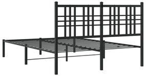 Estrutura de cama com cabeceira 140x200 cm metal preto