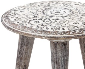 Conjunto de 2 mesas de apoio em madeira de mango branca BARJU Beliani