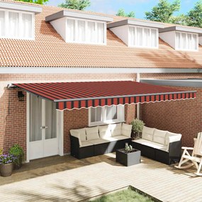 vidaXL Toldo Retrátil Manual laranja e castanho 500 × 300 cm Acrílo