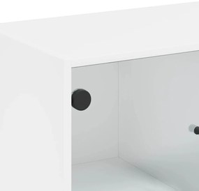 Armário de apoio c/ portas de vidro 68x37x75,5 cm branco