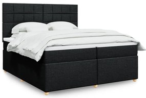 Cama com molas/colchão 200x200 cm tecido preto