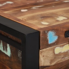 Caixa de Armazenamento Multicolorida 80x35x45 cm em Madeira Recuperada