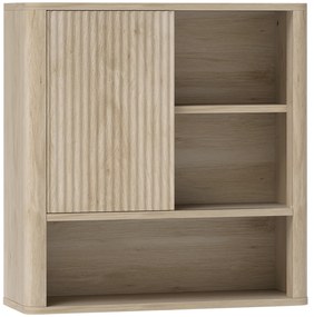 HOMCOM Armário de Casa de Banho de Parede com Prateleiras Ajustáveis Porta Deslizante e Compartimentos 60x20x62 cm Madeira | Aosom Portugal