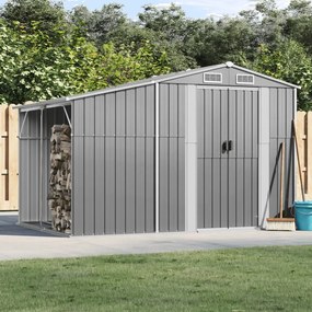 vidaXL Abrigo de jardim 277x192,5x179 cm aço galvanizado cinzento