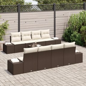 Conjunto de Sofá de Jardim de 7 Peças com Almofadas Castanho de Rattan