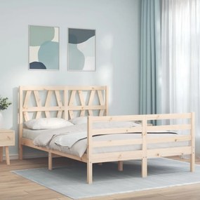 vidaXL Estrutura de cama de casal com cabeceira madeira maciça