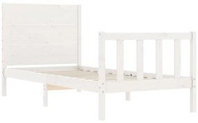 Cama sem colchão 100x200 cm madeira de pinho maciça branco